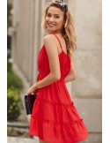 Delicate dress with a red envelope neckline PR3200 - Online store - Boutique